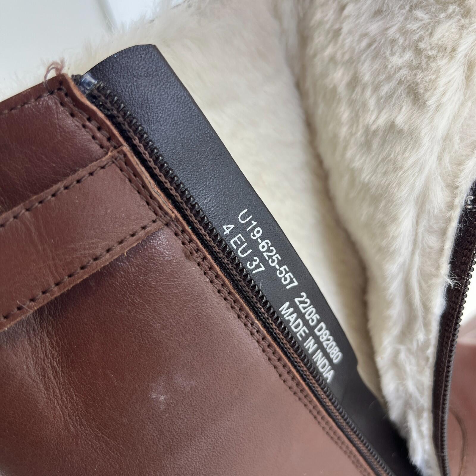 Next Premium Women's Brown Leather Faux Fur Lined Calf Boots size UK 4 / EU 37