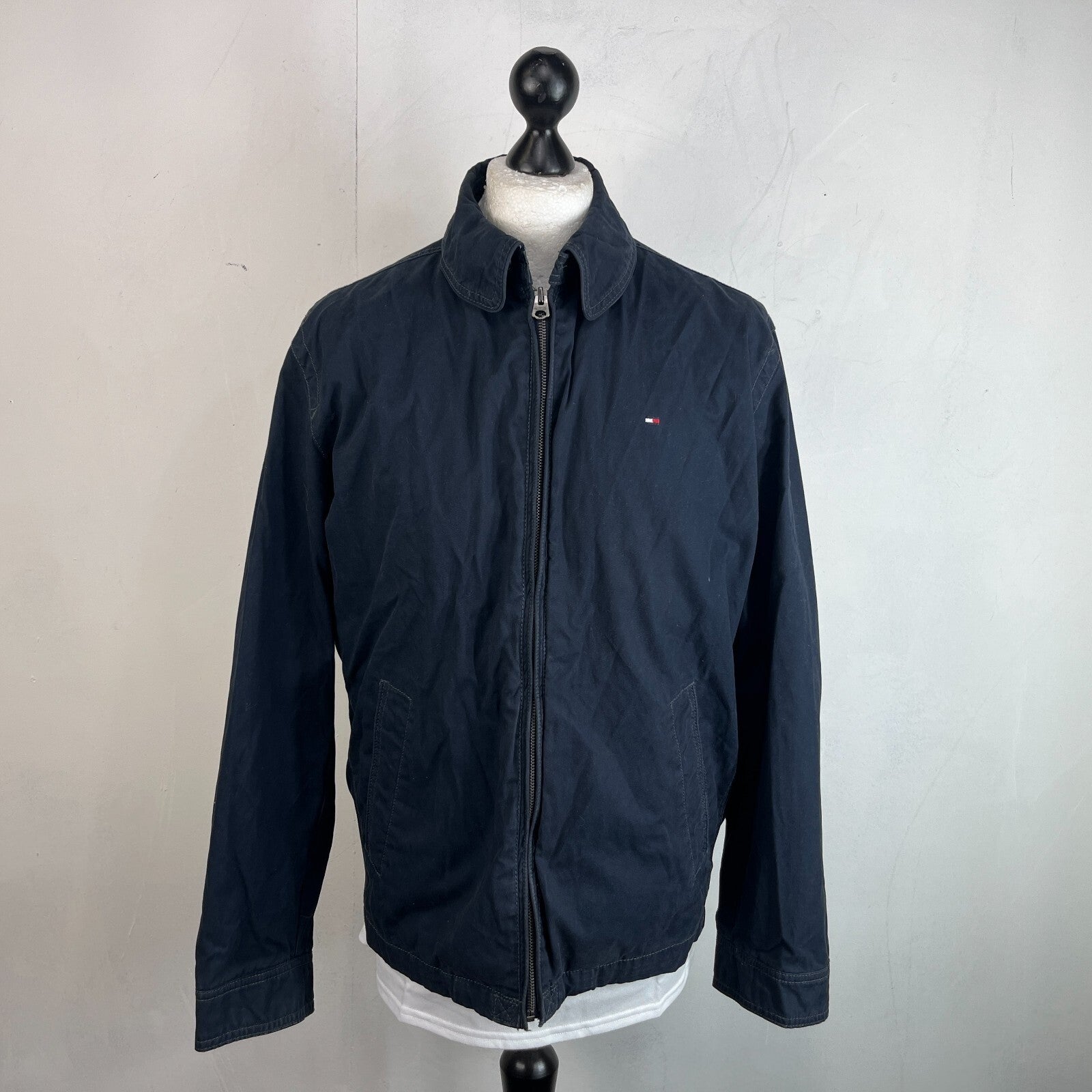 Vintage Tommy Hilfiger Y2K Chino Jacket Navy Blue Cotton Men's size Large