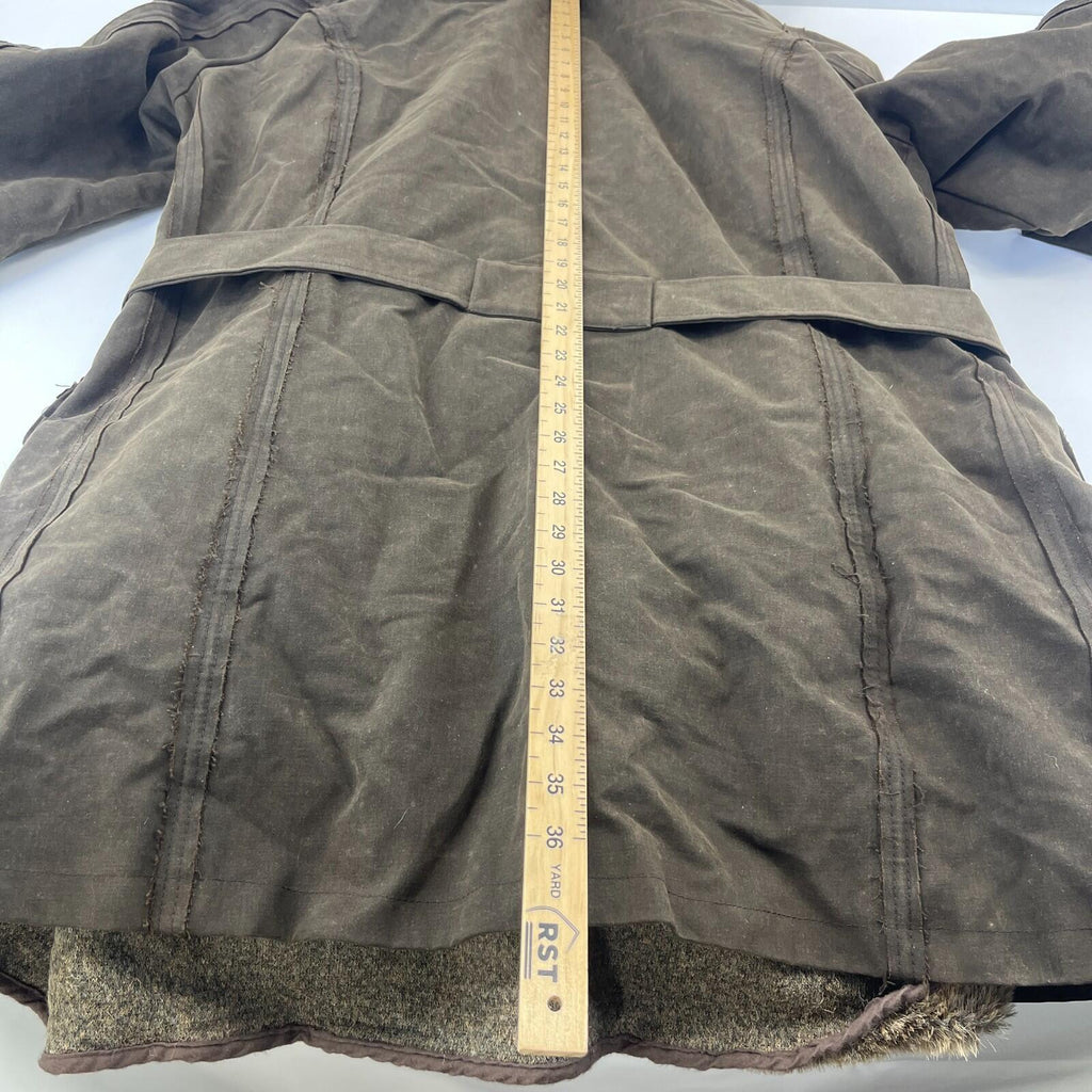 Rare Iesse Industrie Heavy Wax Denim Coat Brown & Removable Faux Fur Liner EU 50