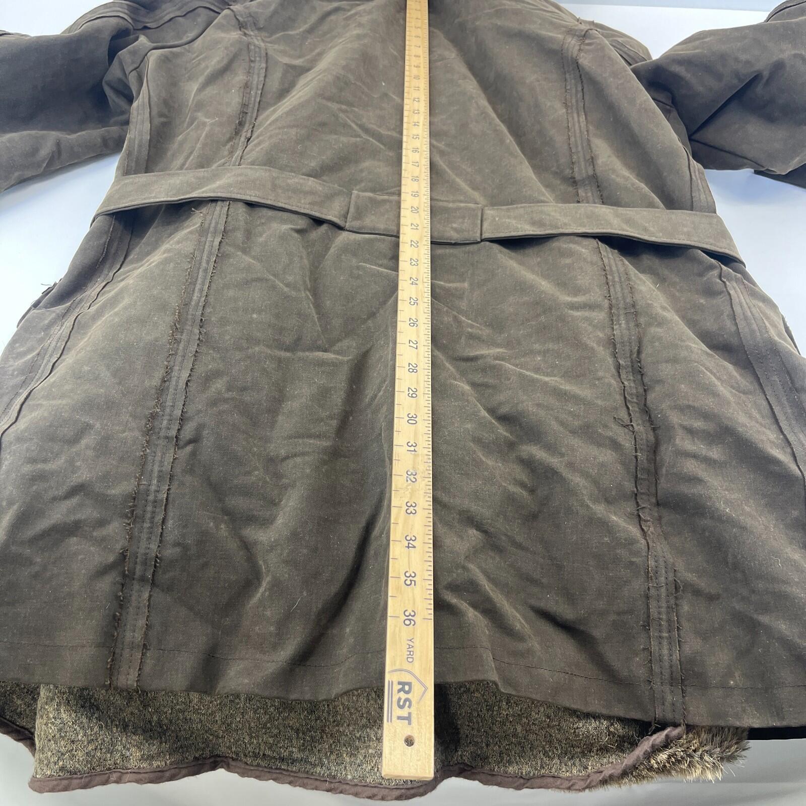 Rare Iesse Industrie Heavy Wax Denim Coat Brown & Removable Faux Fur Liner EU 50