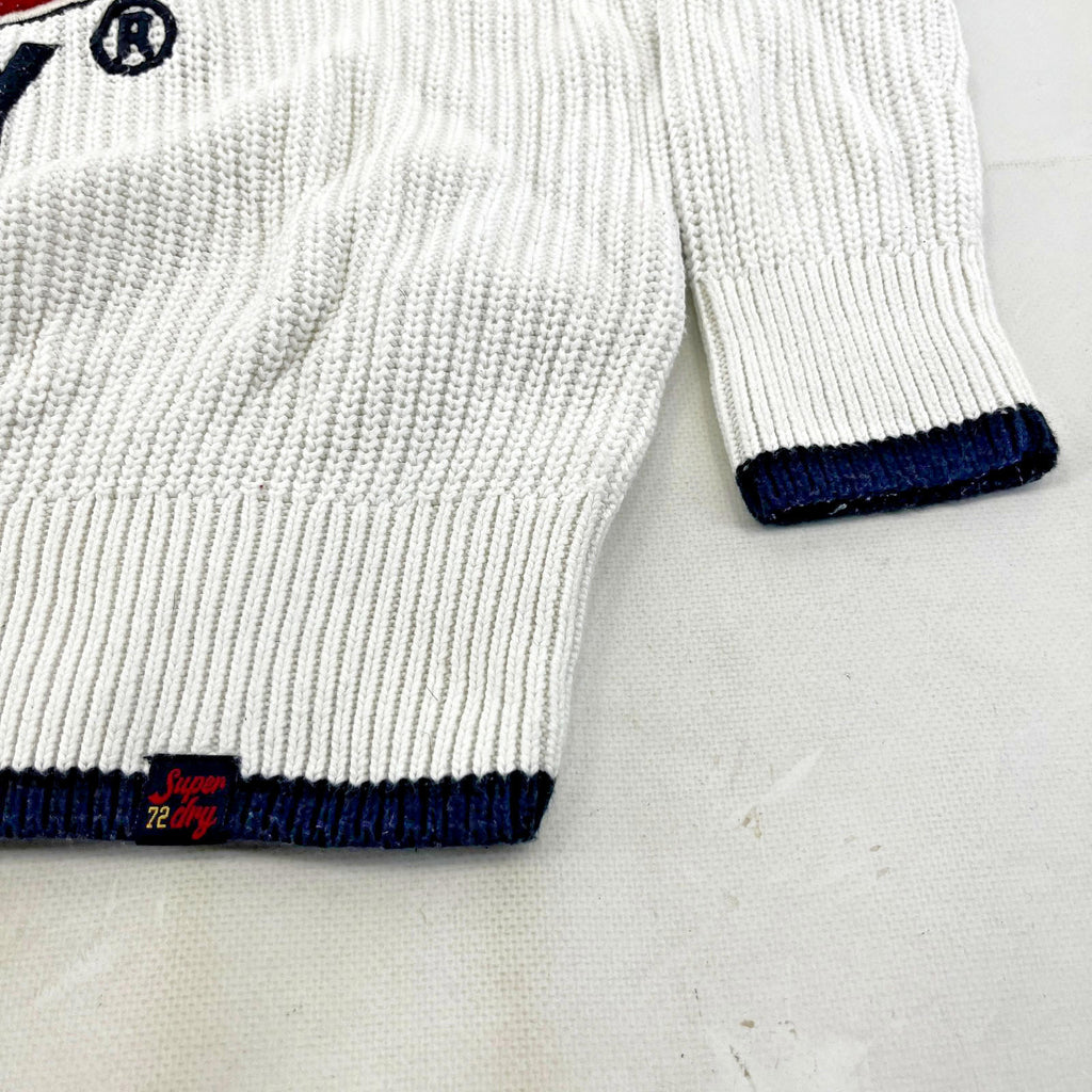 Superdry Women's  Chunky Cable Knit Jumper White & Black size 12