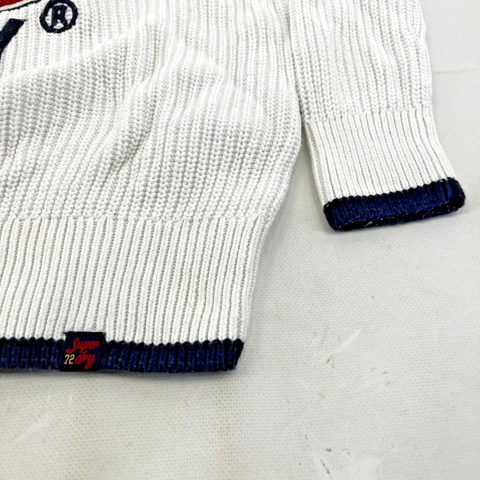 Superdry Women's  Chunky Cable Knit Jumper White & Black size 12
