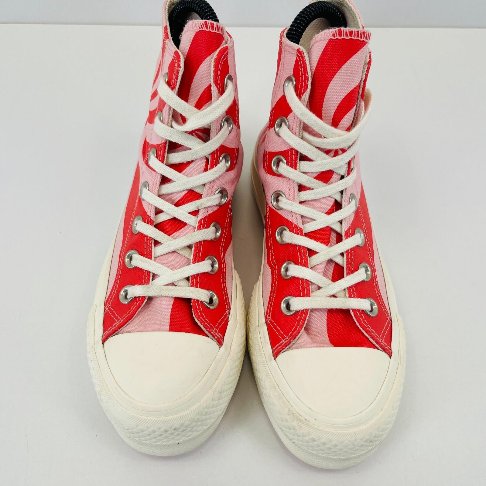 Converse All Star Chuck Taylor Hi-Top Pink/Red Strawberry Swirl Trainers UK 3