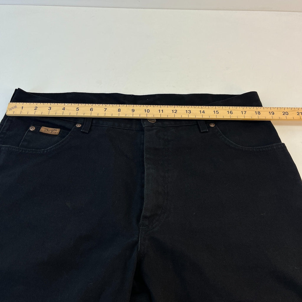 Wrangler Texas Black Denim Jeans Mens W38" L34" Straight Leg 100% Cotton - VGC