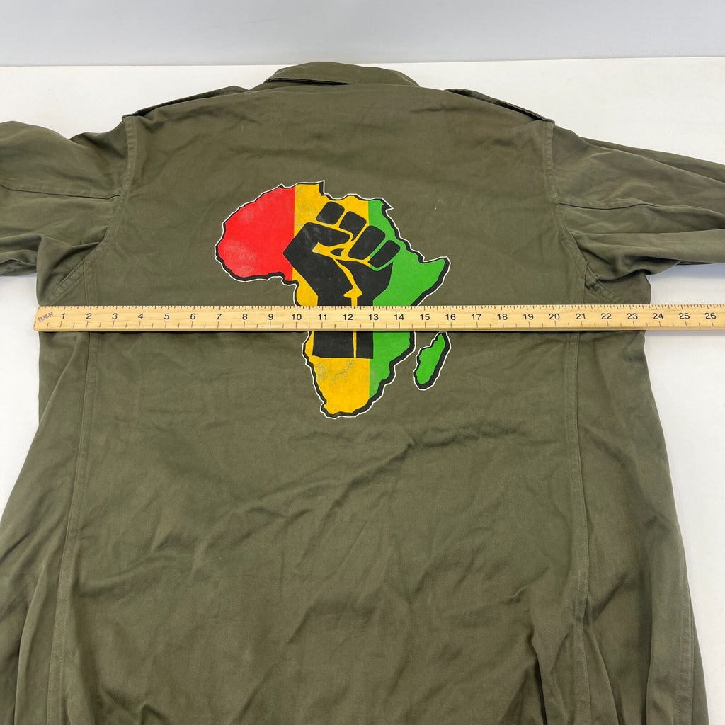 Custom Vintage French Army Jacket Rasta Rastafari Jah Smock size L (112M)