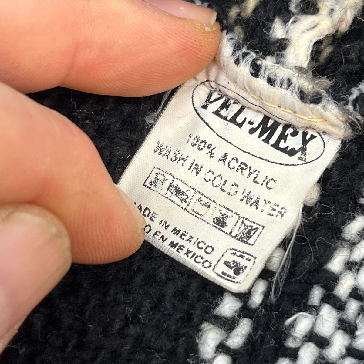 Vel Mex Genuine Mexican Baja Hoodie Pullover Hippie Boho Festival Black size XL