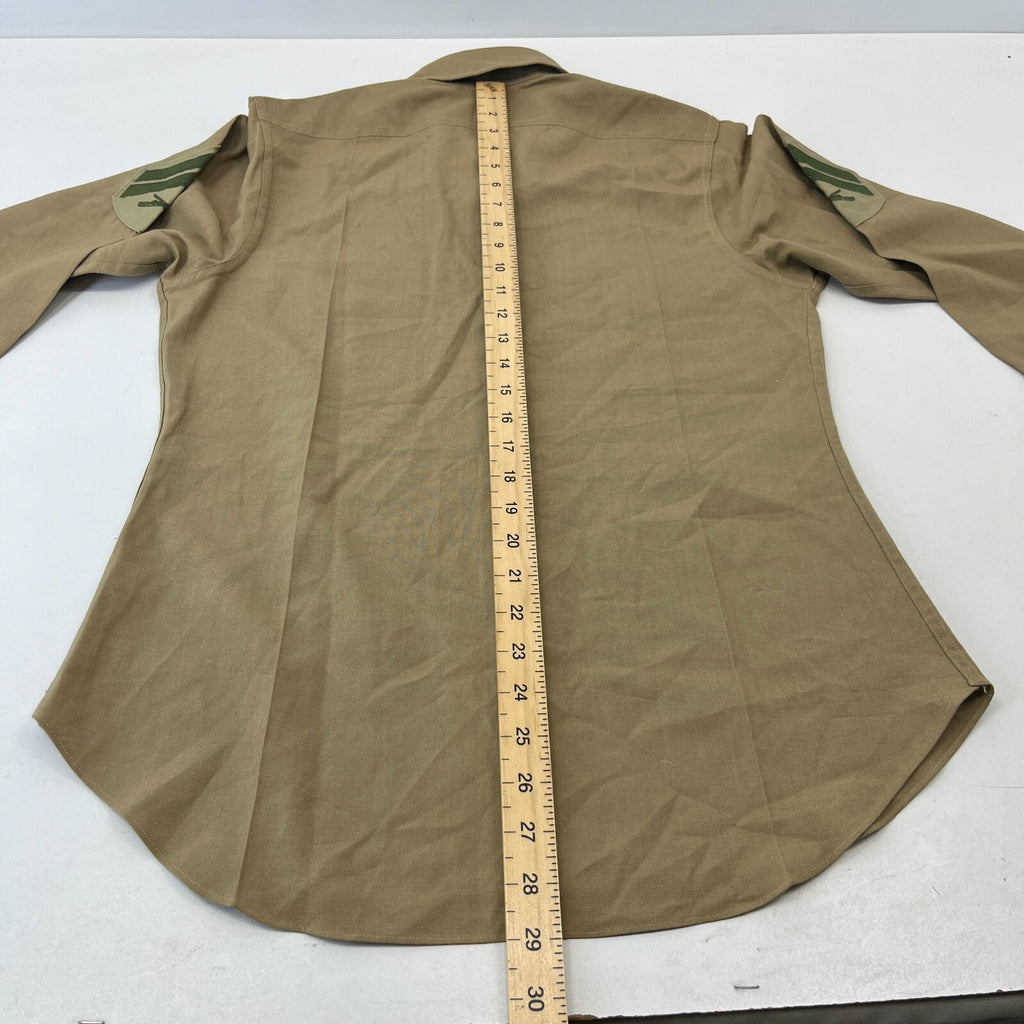 Vintage American Army Military Long Sleeve Shirt Khaki Brown size M