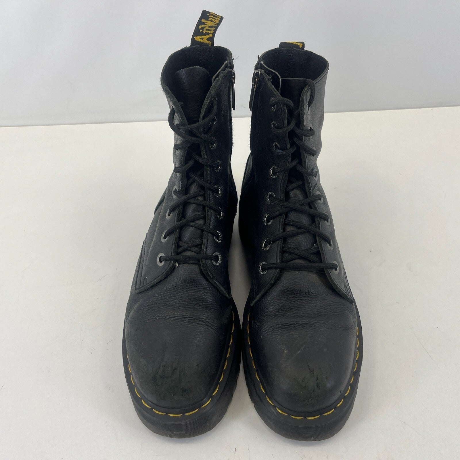 Dr. Martens Jadon III Boots Soft Black Leather Chunky Quad Platform UK 9 EU 43
