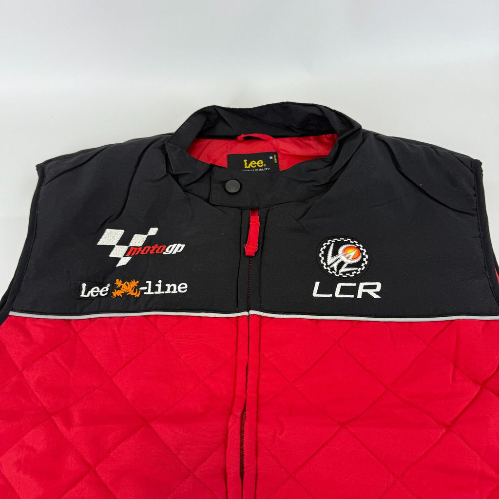 LEE MotoGP Bodywarmer Quilted Gilet with Embroidered Logos size S in Black/Red