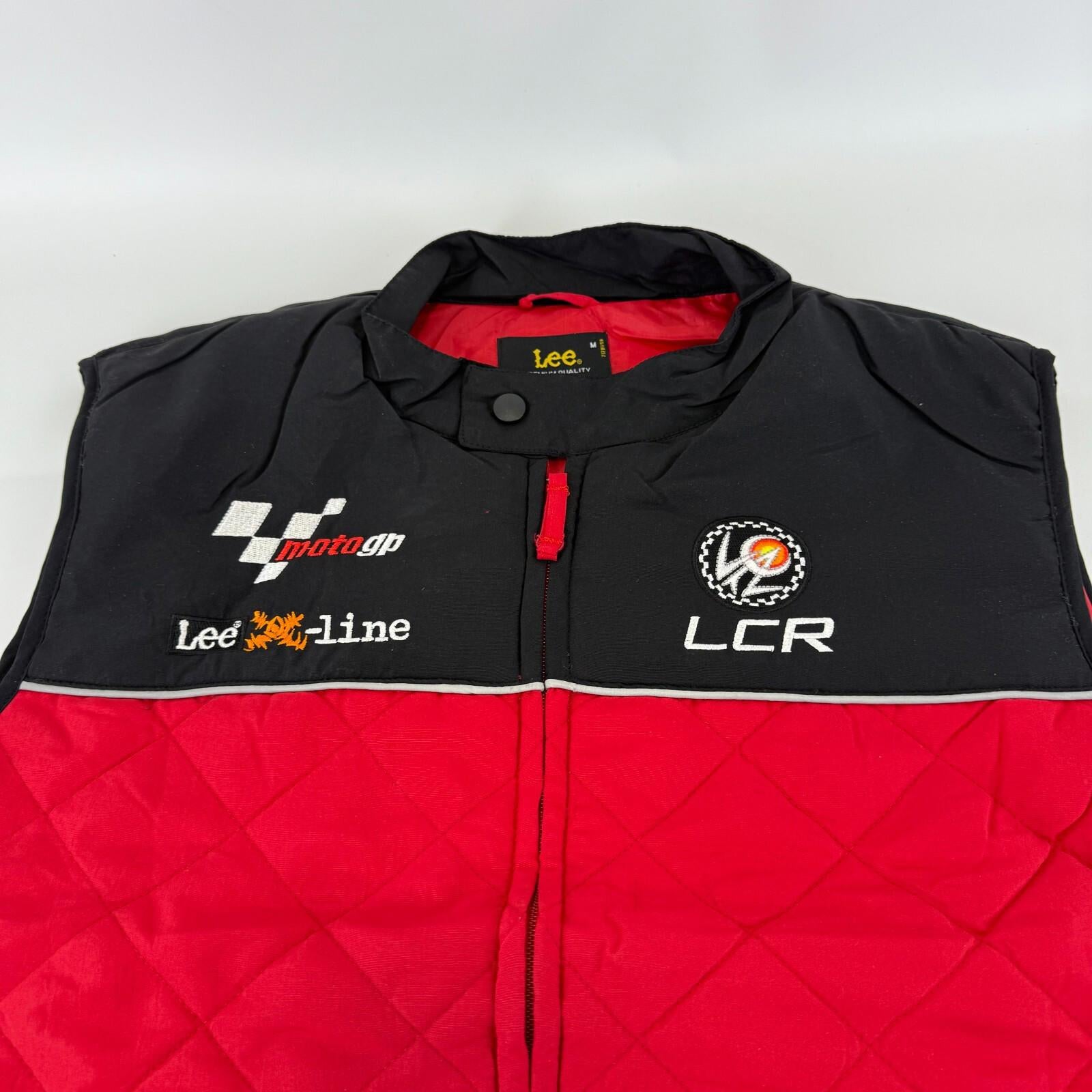 LEE MotoGP Bodywarmer Quilted Gilet with Embroidered Logos size S in Black/Red