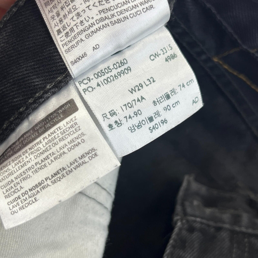 Women's Levi's 505 Regular Fit Jeans W29" L30" Black Denim Straight Leg