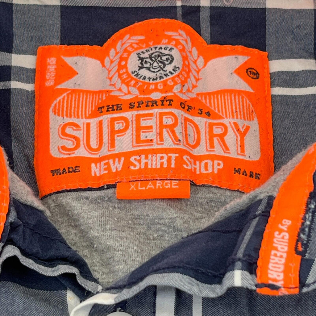 SuperDry Men's Lined Check Work Chore Shirt in Blue size XL