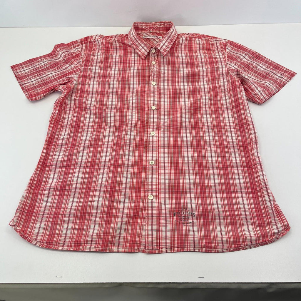 Levi Strauss Denim Cotton Check Shirt Short Sleeve Button Up size XL  Red Levis