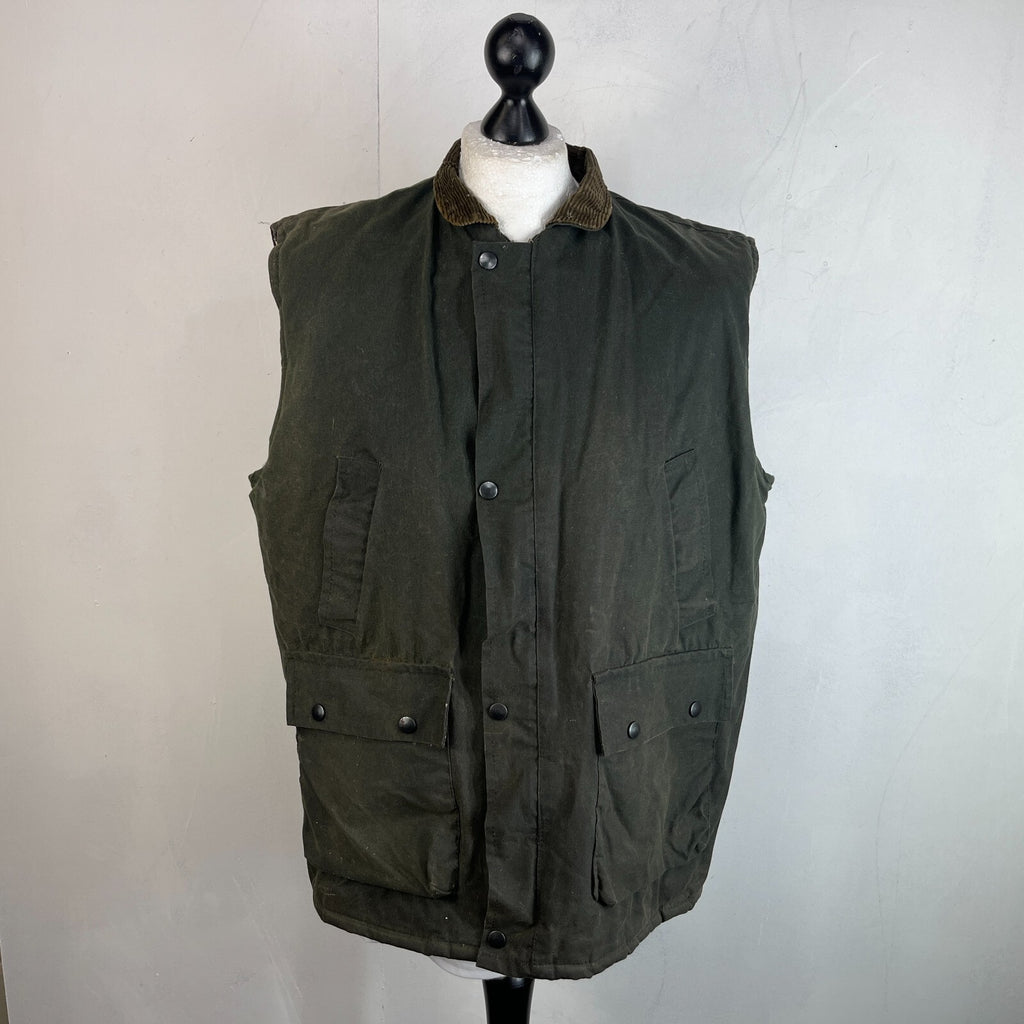 Elm Tree Men's Quilted Wax Gilet Body Warmer Jacket Dark Green size XL
