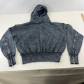 Drop Dead Distressed Look Grey w Zip Sleeves Hoodie 100% Cotton Streetwear UK S