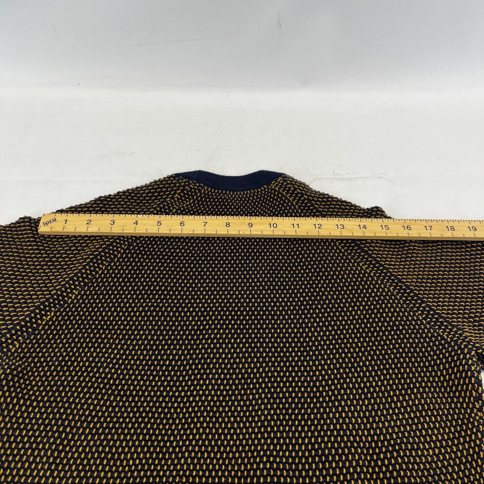 Ted Baker Men's Jumper in Blue/Yellow Cotton Blend Crew Neck Pullover size Small