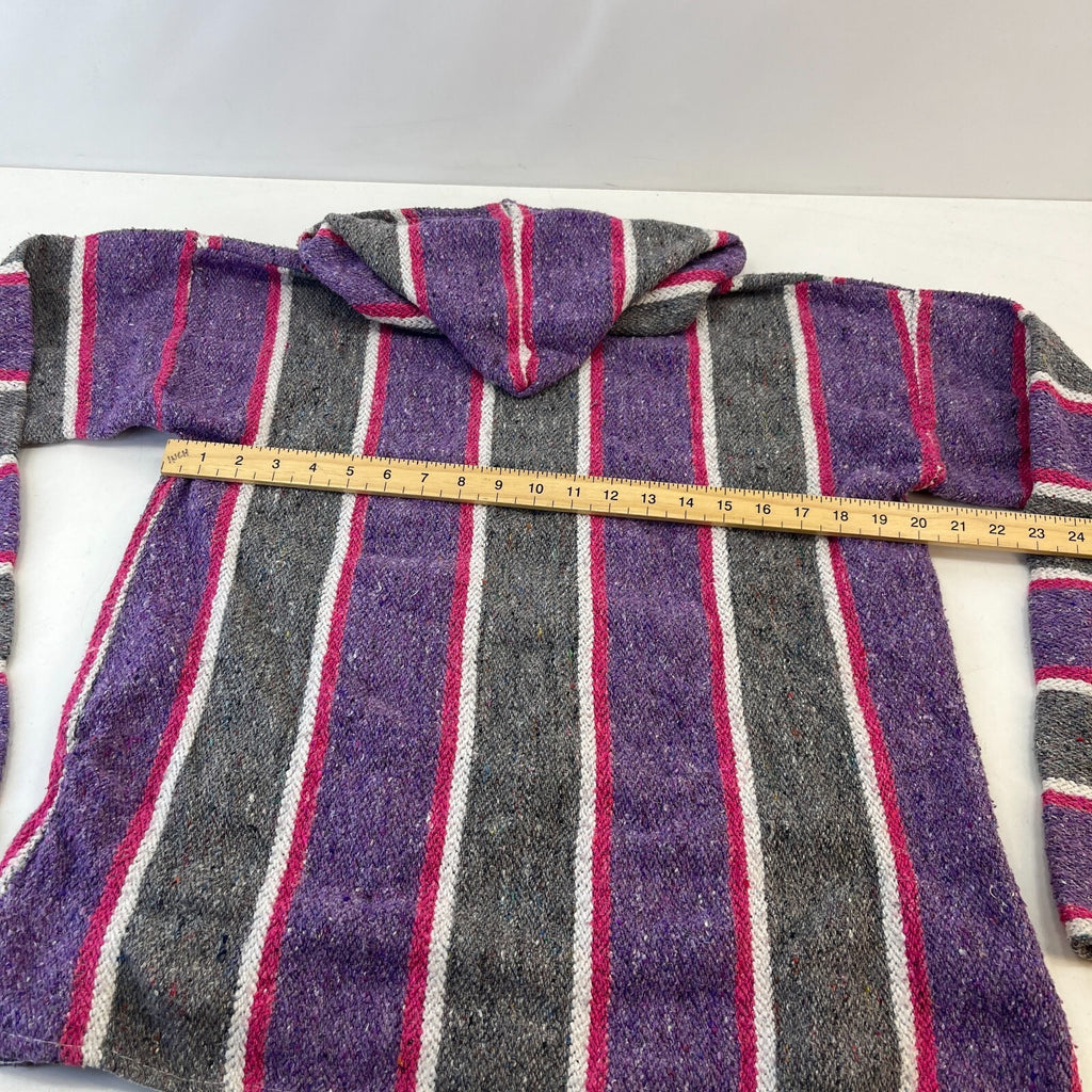 Genuine Mexican Baja Hoodie Pullover Hippie Festival Purple/Grey size XL