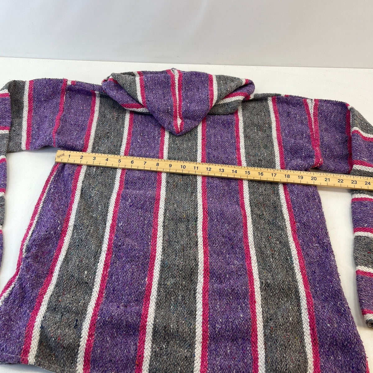 Genuine Mexican Baja Hoodie Pullover Hippie Festival Purple/Grey size XL