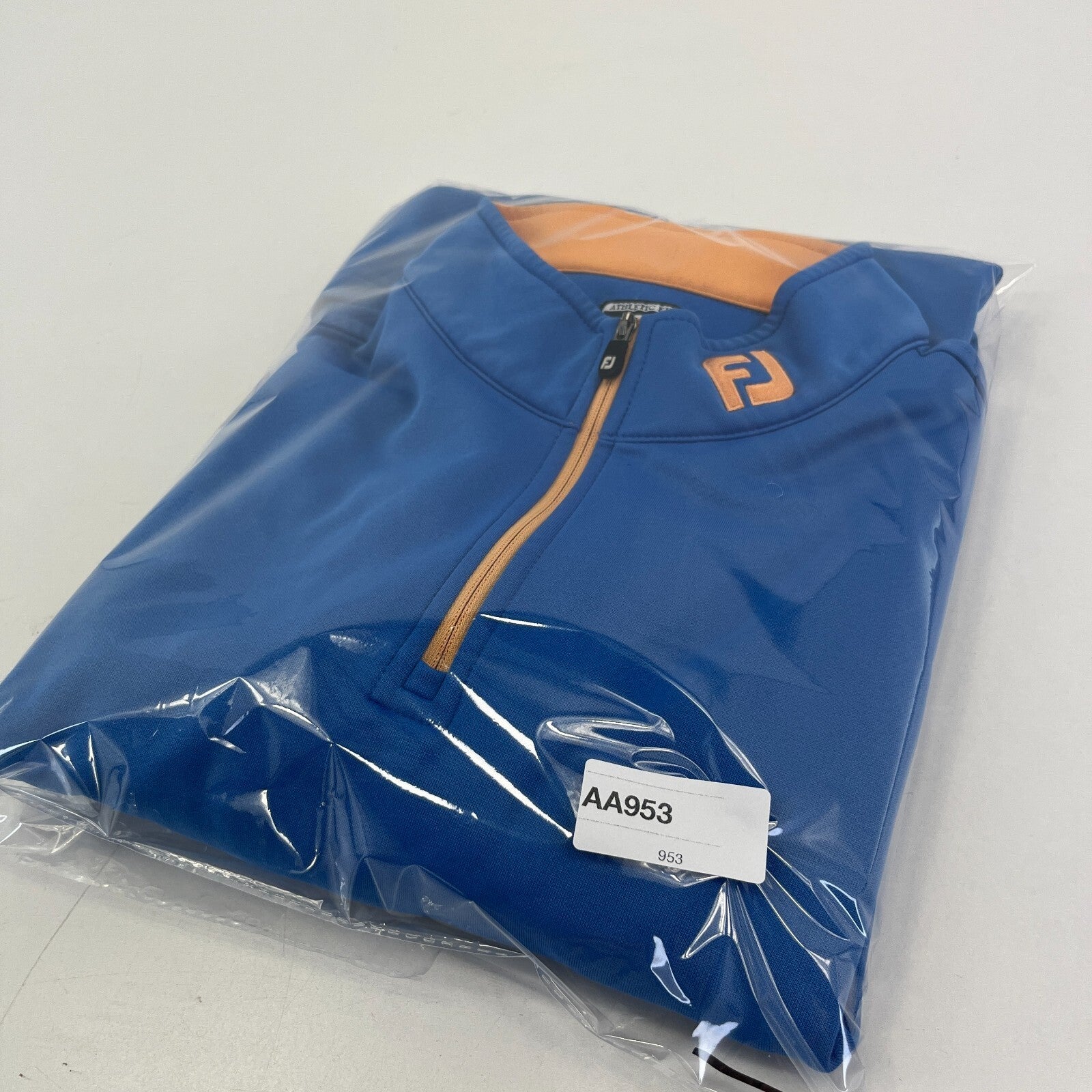 FootJoy Jumper Blue Yellow 1/4 Zip Golf Pullover Athletic Fit Midlayer Men's L