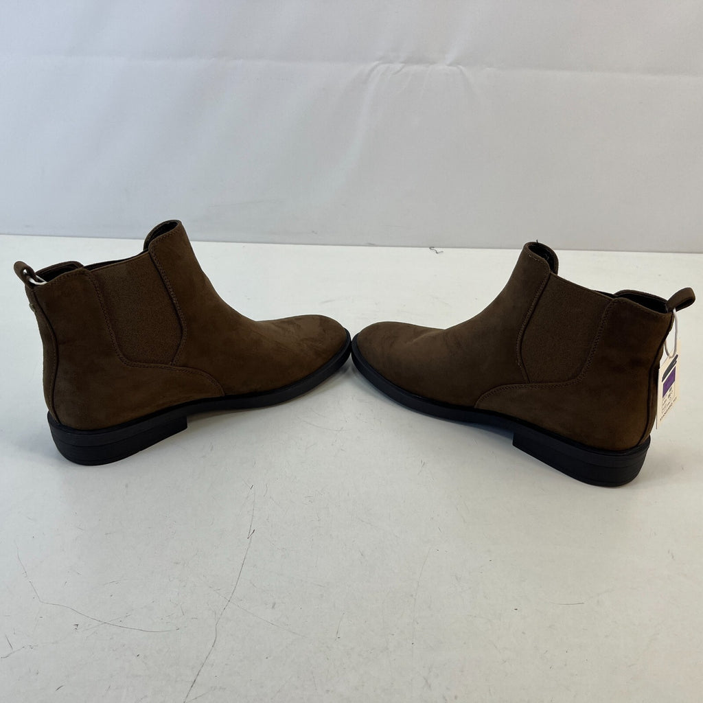 M&S Women’s Vegan Faux Suede Round Toe Ankle Boots with Block Heel Brown UK 9