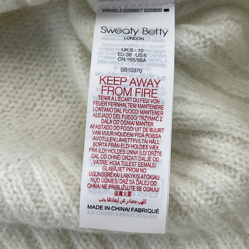 Sweaty Betty Alpine Wool Crew Neck Jumper Sweater in Lily White size S Alpaca