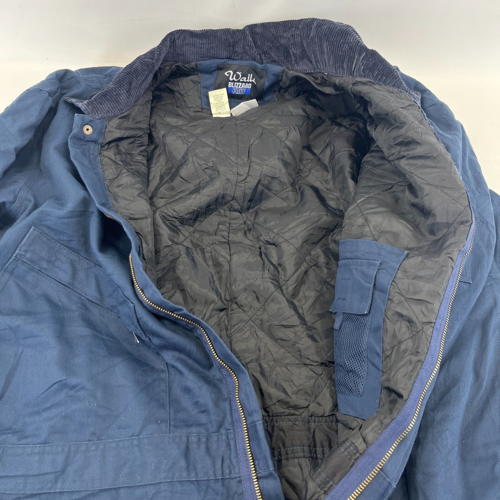 Vtg Walls Blizzard Pruf Heavy Duty Overalls Quilted Insulated in Blue 2XL Reg