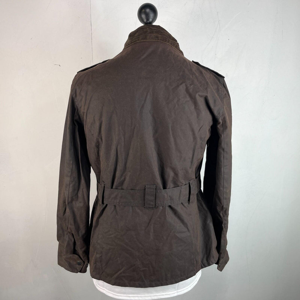 Crane Womens Waxed Cotton Jacket with a Belt Brown size Medium