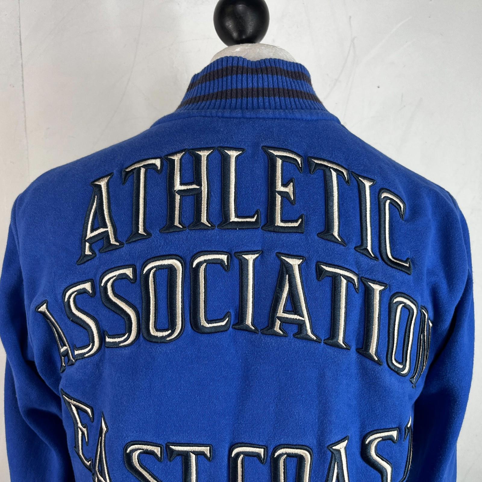 Superdry Pistons 77 Varsity Bomber Jacket in Blue Cotton Blend Coat size M