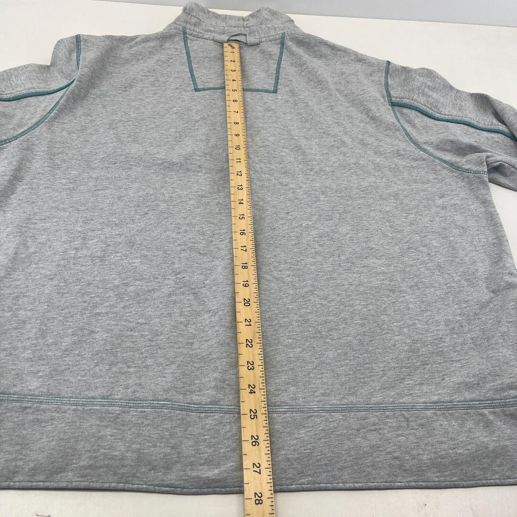 Fat Face Originals Men’s 1/4 Zip Fleece Pullover Grey & Teal size 2XL
