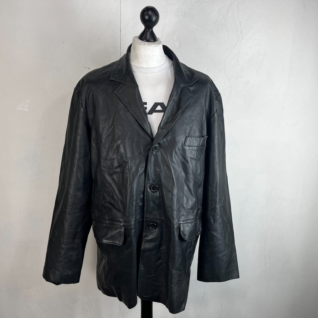 Calculus London Men's Soft Leather Jacket in Black size 2XL