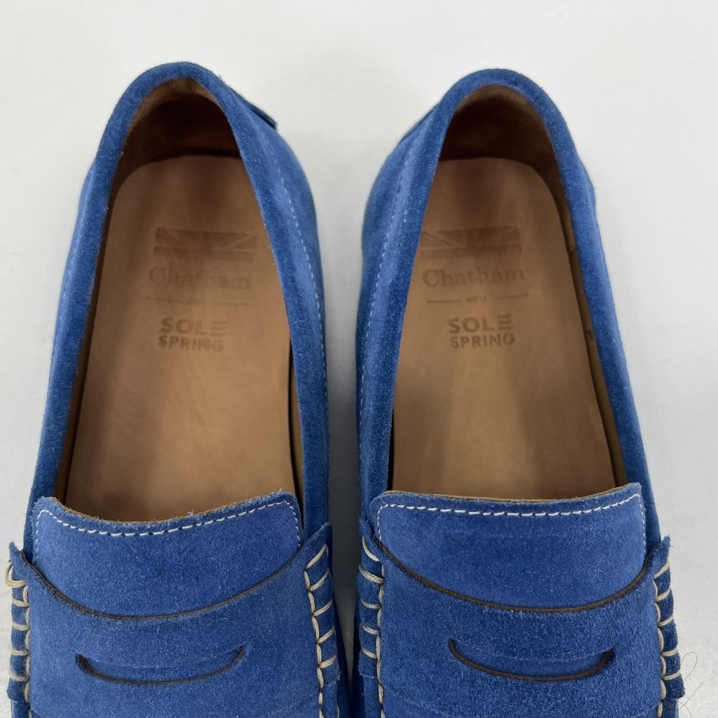 Chatham Parker Shoes Men’s Suede Leather Moccasin Loafers size 8 Admiral Blue