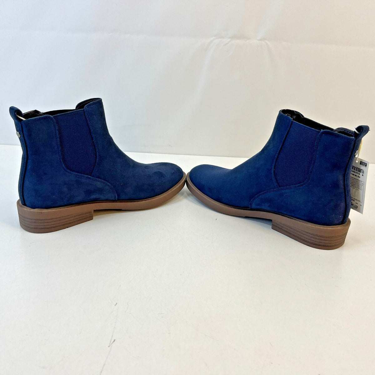 M&S Ladies Vegan Faux Suede Almond Toe Ankle Chelsea Boots Blue UK 6 EU 39.5