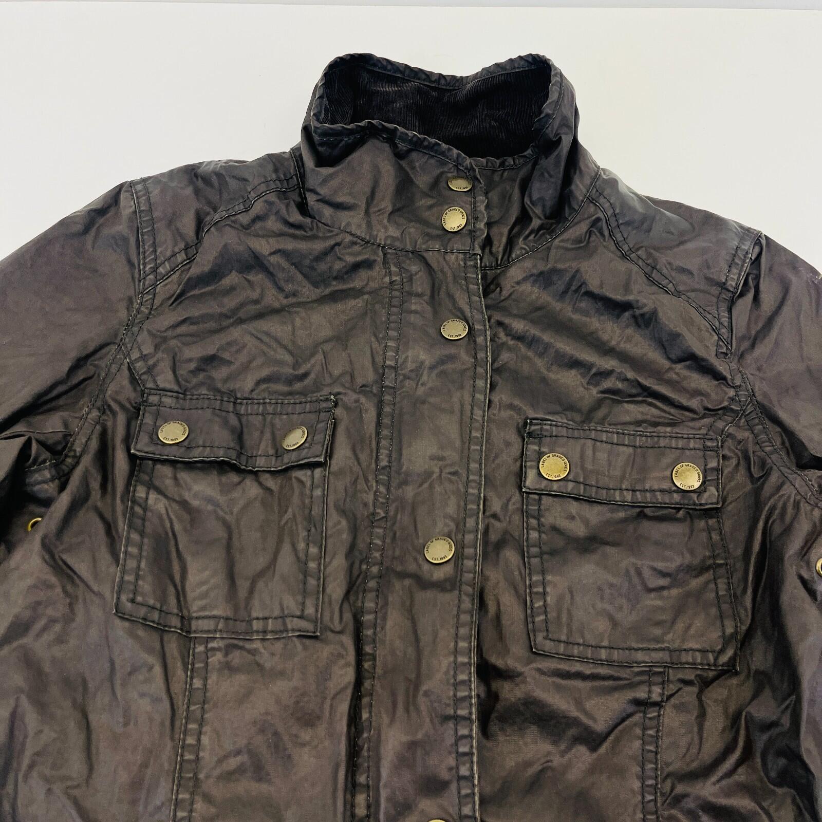 H&M Women's Wax Jacket in Black with Cord Collar size 6