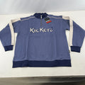 Kickers Big Spellout Blue 1/4 Zip Pullover Sweater Applique Logo size Medium