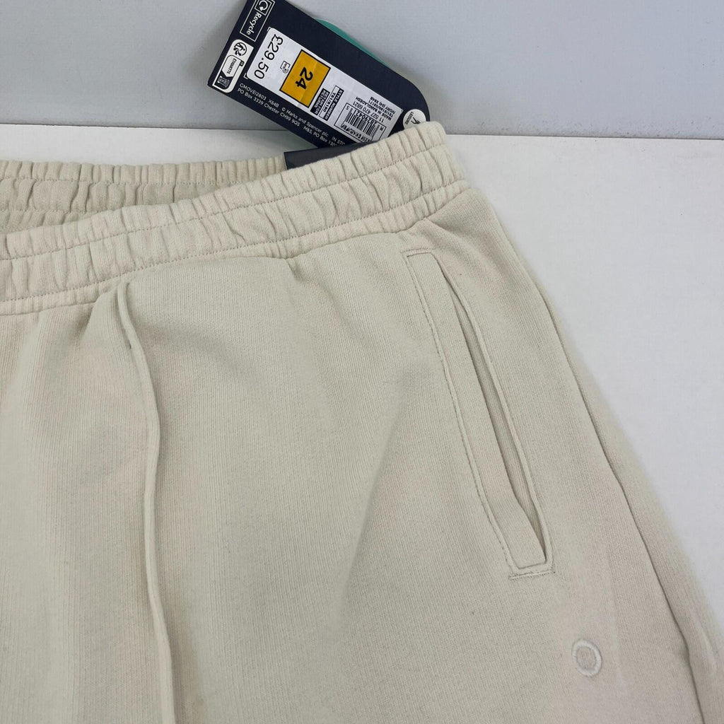 M&S Ladies Goodmove Parachute Joggers Cuffed Trousers Pants Cream UK size 24 New