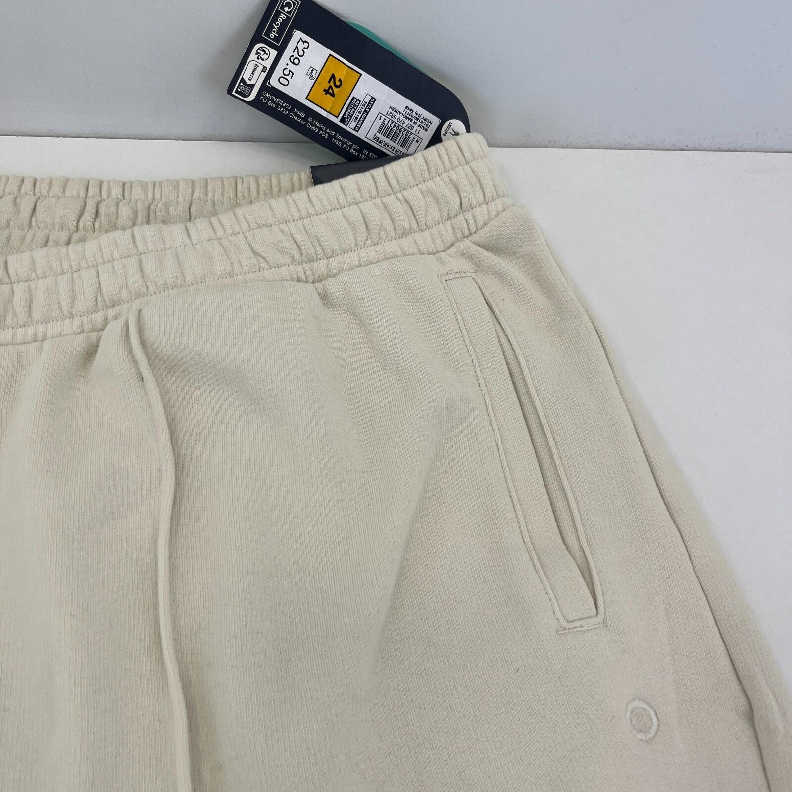 M&S Ladies Goodmove Parachute Joggers Cuffed Trousers Pants Cream UK size 24 New