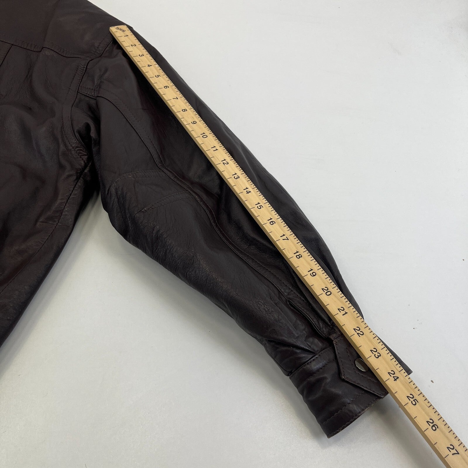 Mens Vintage Burton Brown Leather Bomber Jacket size Large