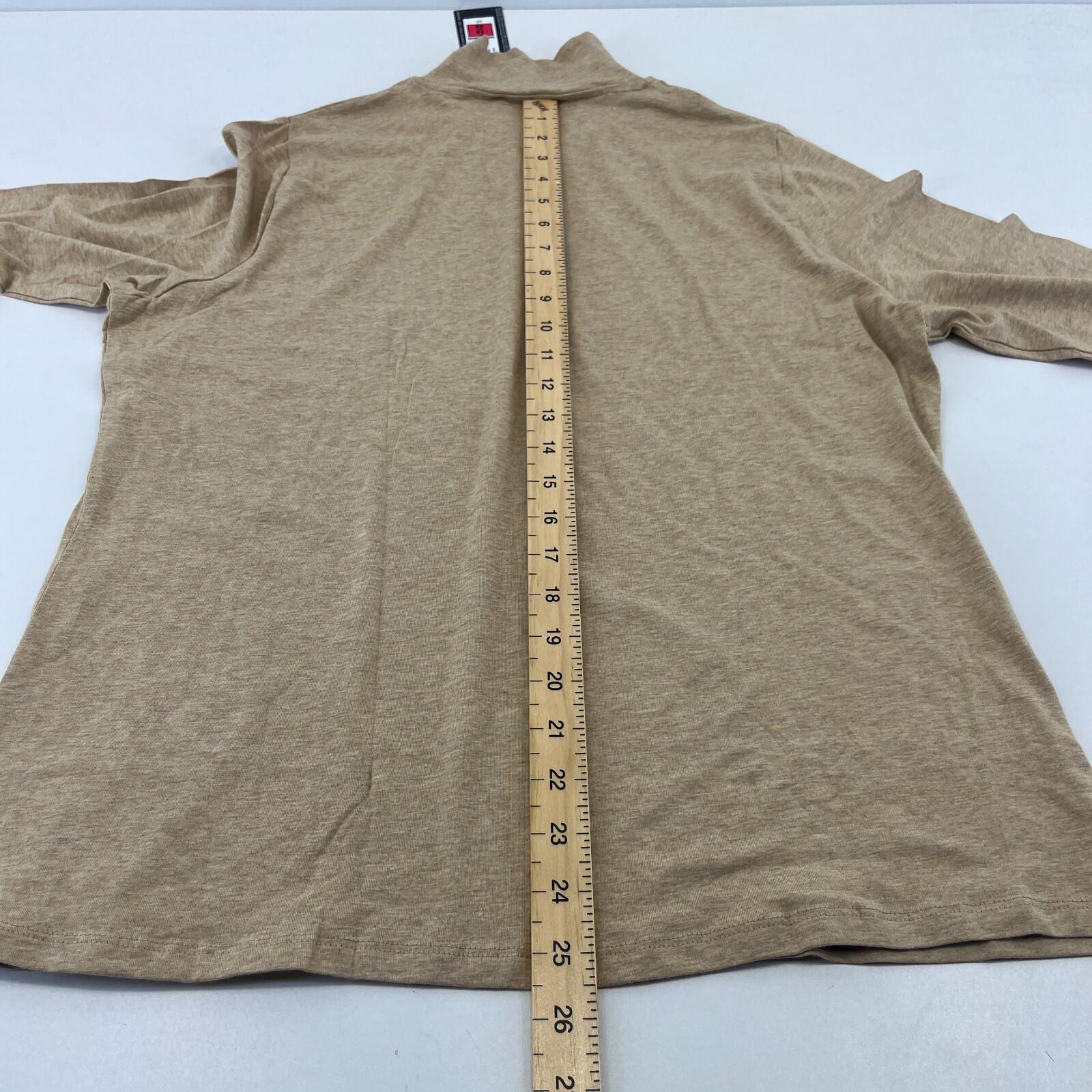 M&S Collection Women's Turtle Neck Top Khaki Beige Long Sleeve size 18