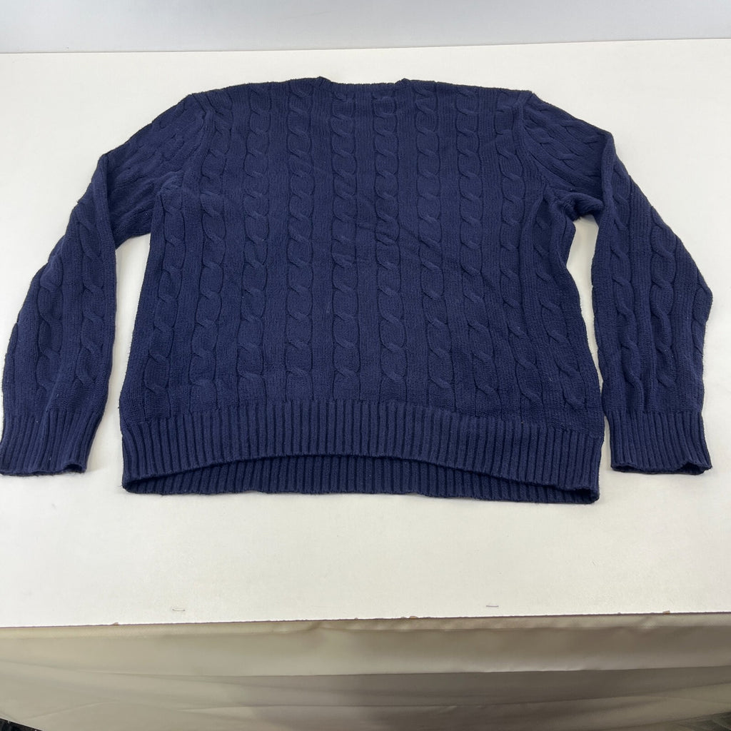 Polo Ralph Lauren 100% Cotton Jumper Men's size M Navy Blue Crew Neck Sweater