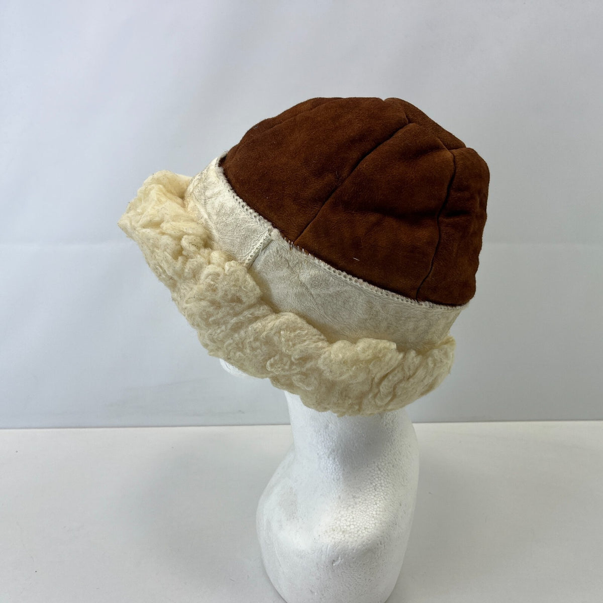 Vtg Nordvek Genuine Shearling Sheepskin Cossack Hat Winter Russian Boho Brown