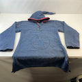 Traditional Nepalese Y2K Cotton Knit Retro Blue Pullover Hooded Jumper size L