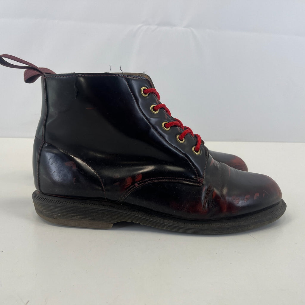 Dr Martens Emmeline Ankle Boots Cherry Red Oxblood Leather Lace Up UK size 7