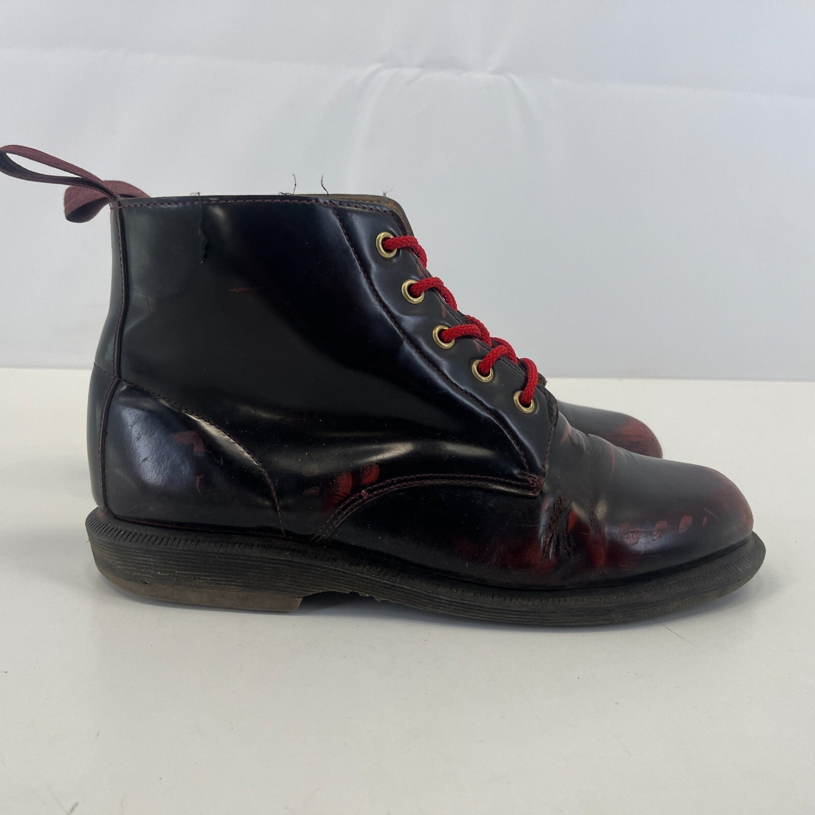 Dr Martens Emmeline Ankle Boots Cherry Red Oxblood Leather Lace Up UK size 7