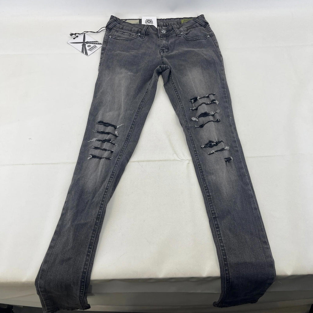 Criminal Damage Koko Ripped Jeans Womens W26 L32 Black Skinny Slim Fit BNWT
