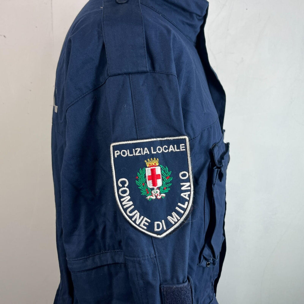 Polizia Locale Milan Police Parka Jacket in Navy Blue with Badges size 2XL