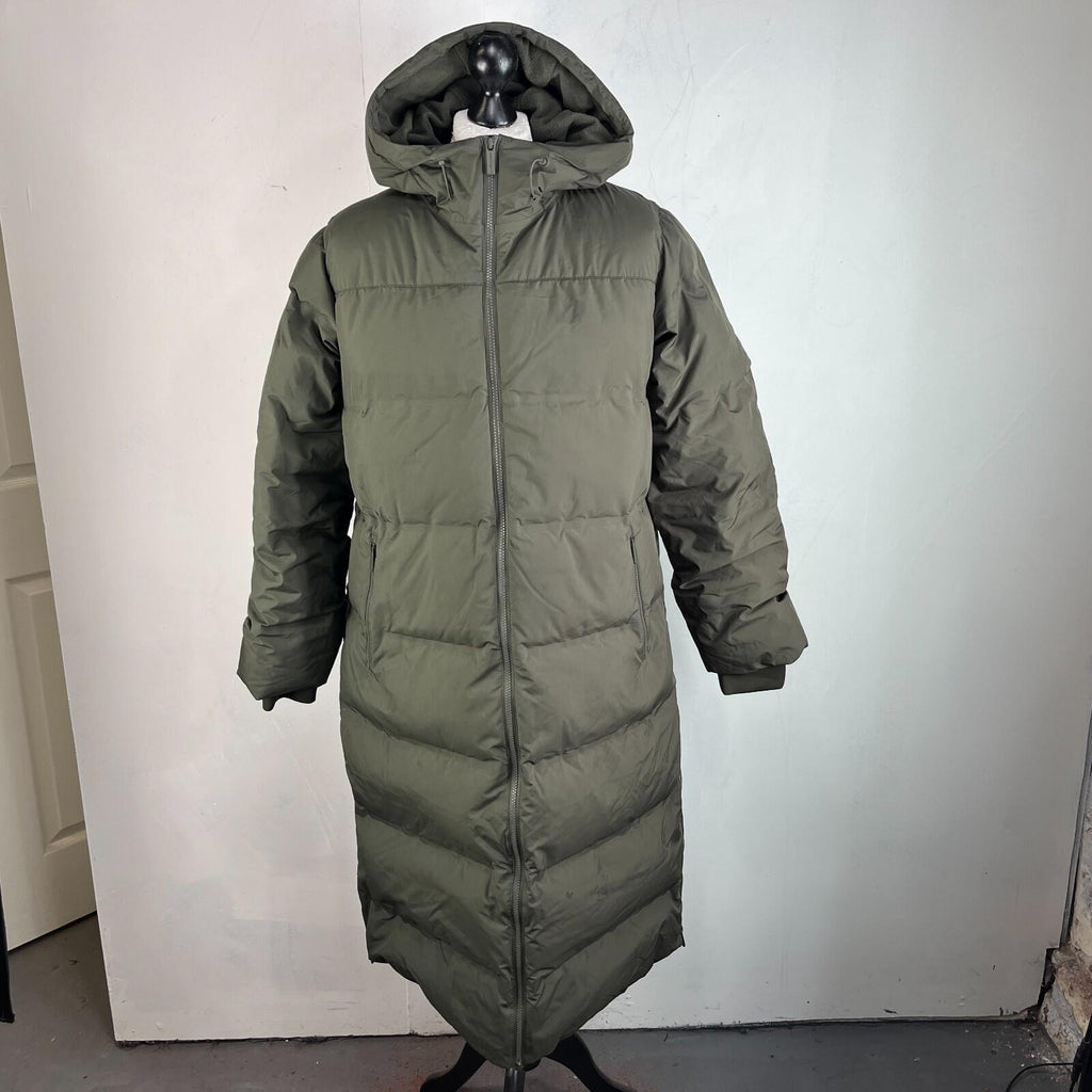 Sweaty Betty Nimbus Mid Waterproof Down Puffer Coat Hooded Large/14 Olive Green