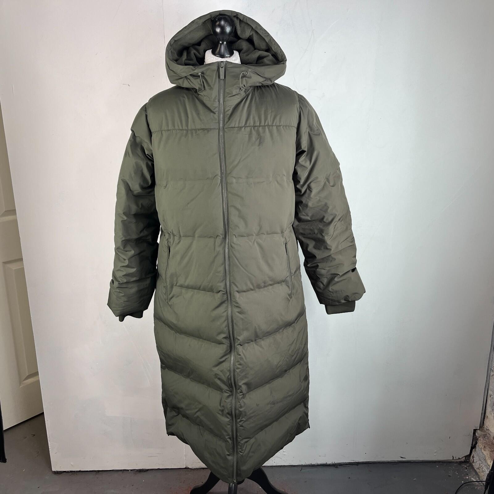 Sweaty Betty Nimbus Mid Waterproof Down Puffer Coat Hooded Large/14 Olive Green