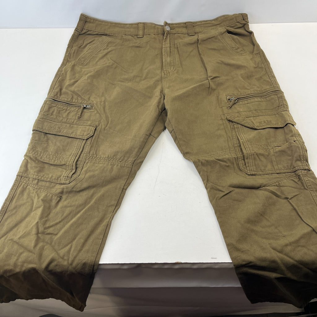 Kam Jeans Men's Cargo Pants Trousers Khaki Brown W48" L32"
