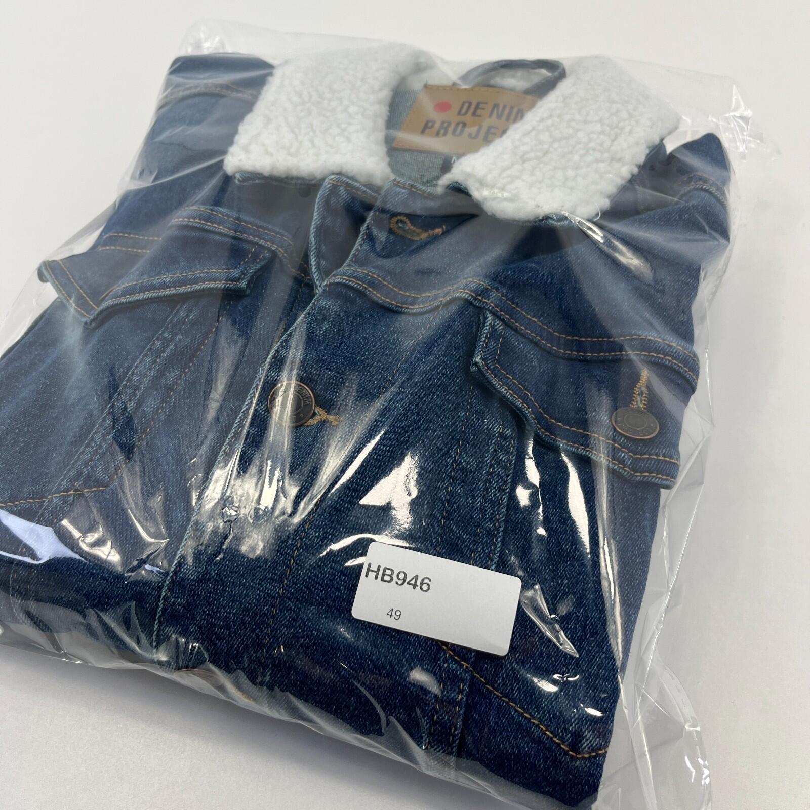 Denim Project Blue Denim Trucker Jacket with Sherpa Collar size Medium