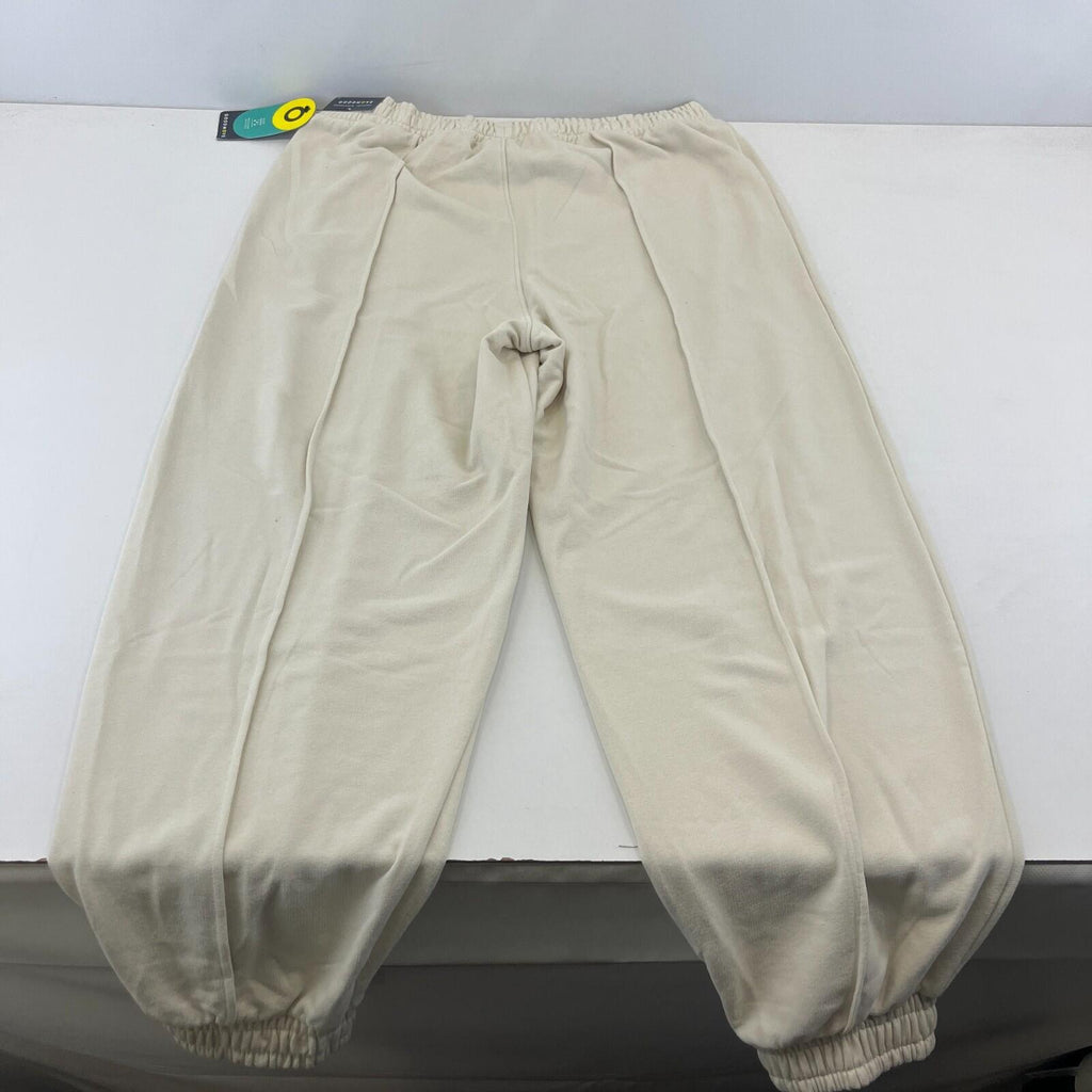 M&S Ladies Goodmove Parachute Joggers Cuffed Trousers Pants Cream UK size 14 New